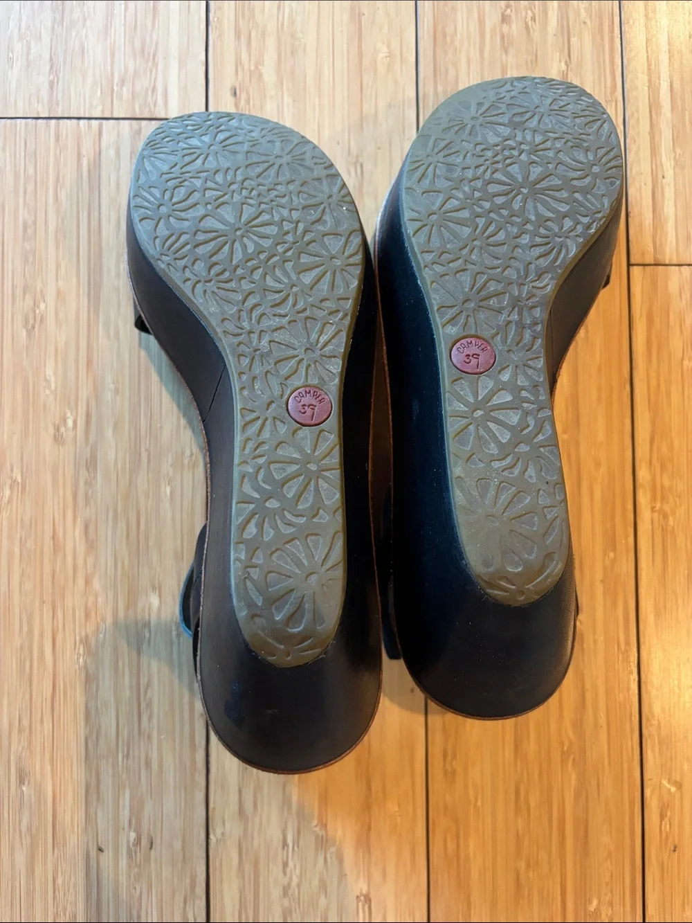 Camper Women's Black Leather Ankle-Strap Sandals